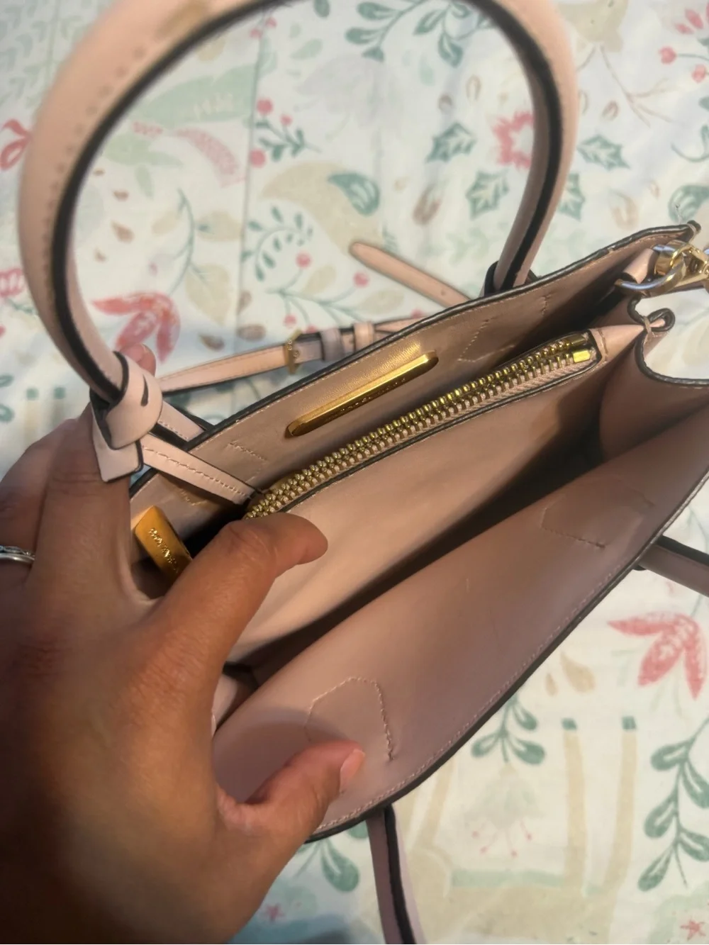 MICHAEL KORS Pebbled Leather Mini Tote in Blush